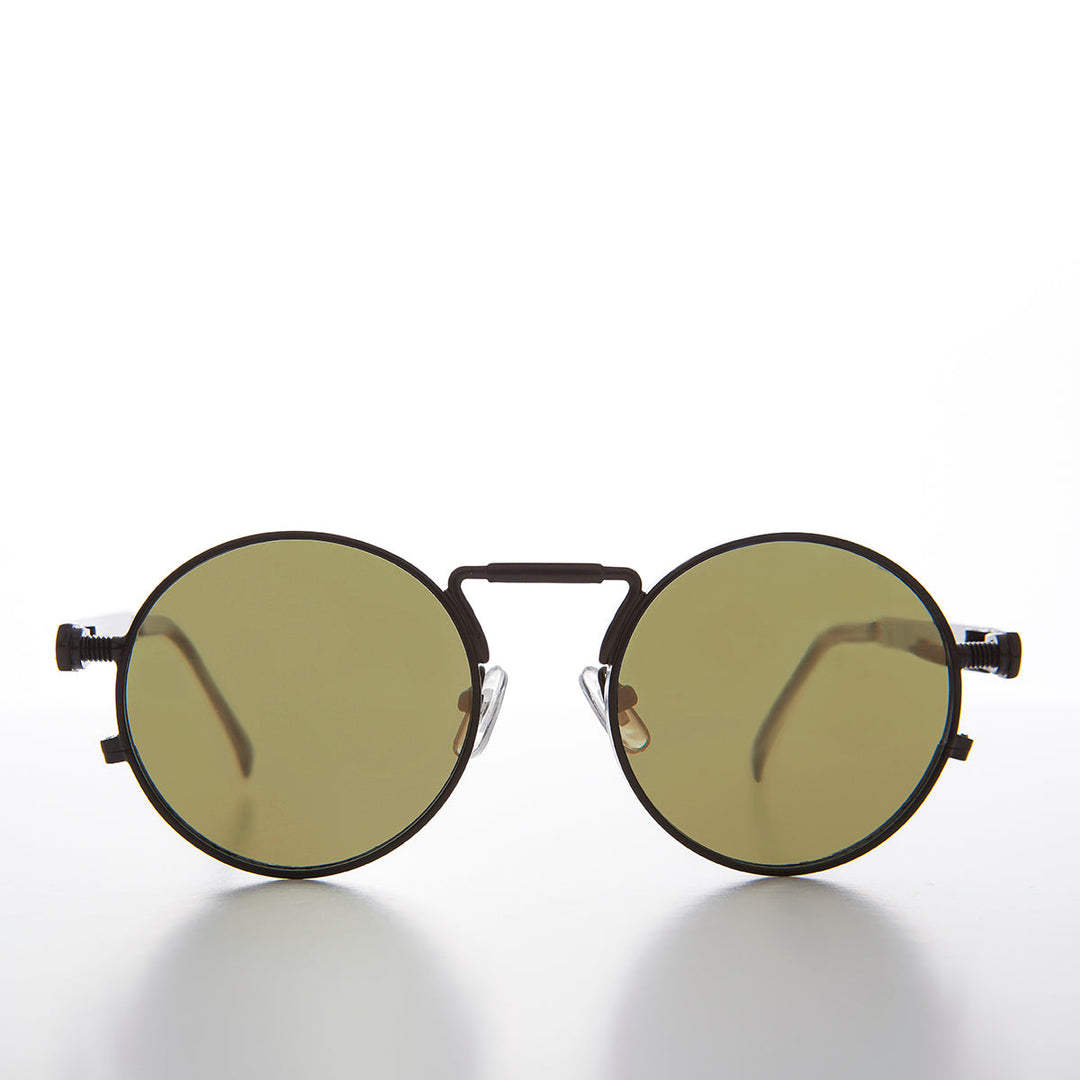 Round Black Goth Steampunk Sunglass with Color Lenses - Ivan 6