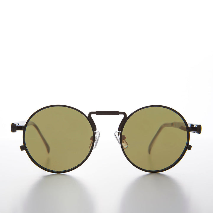 Round Black Goth Steampunk Sunglass with Color Lenses - Ivan 6