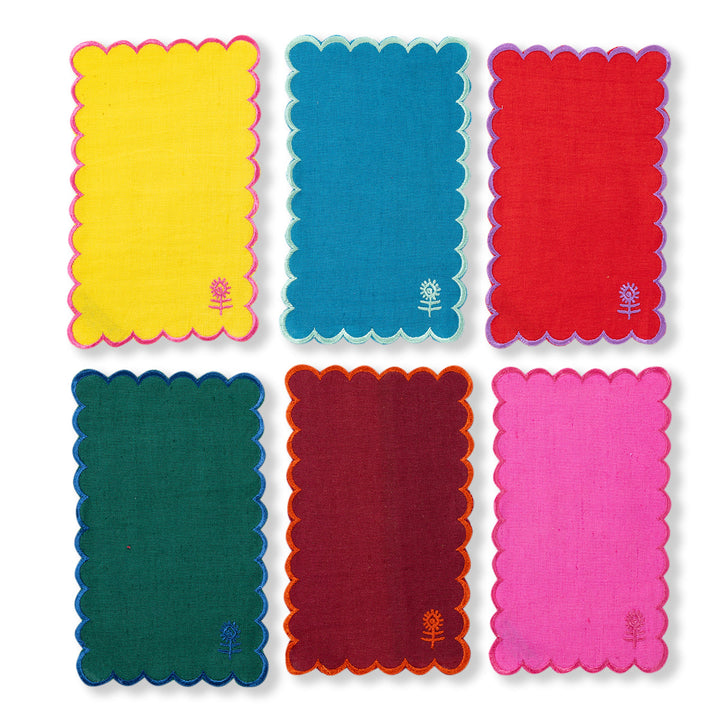 Icon Linen Cocktail Napkins S/6 - Rainbow