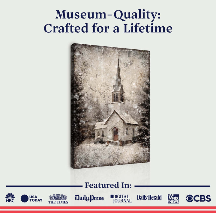 Vintage Church Christmas Wall Art IV