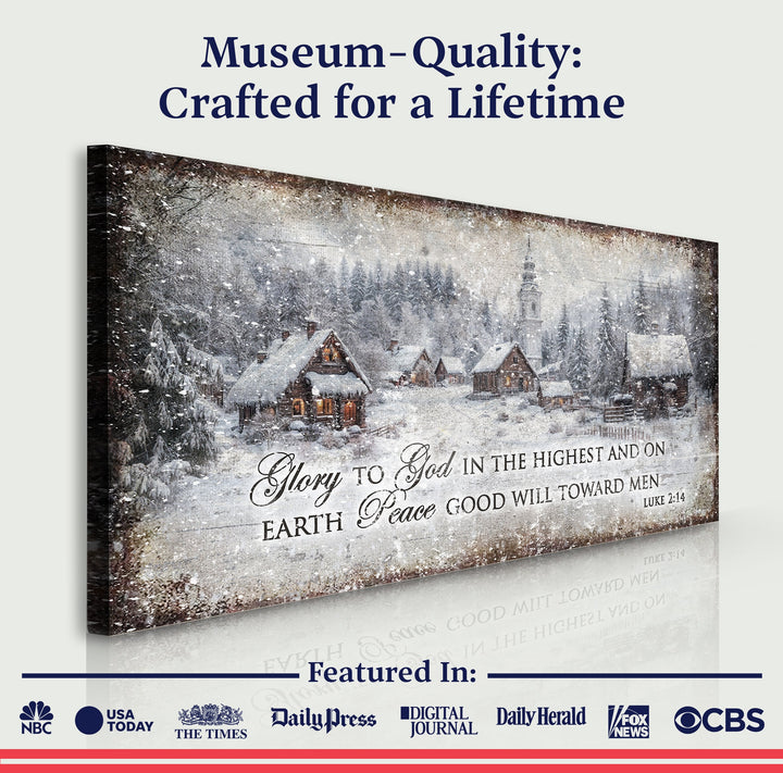 Vintage Christmas Village Luke 2:14 Scripture Sign