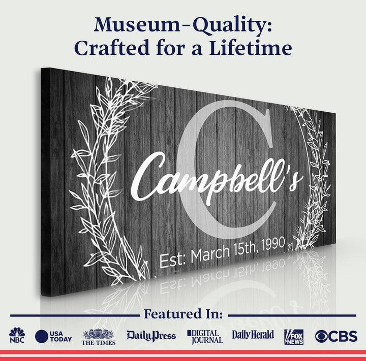 Family Name Sign -  Monogram Sign