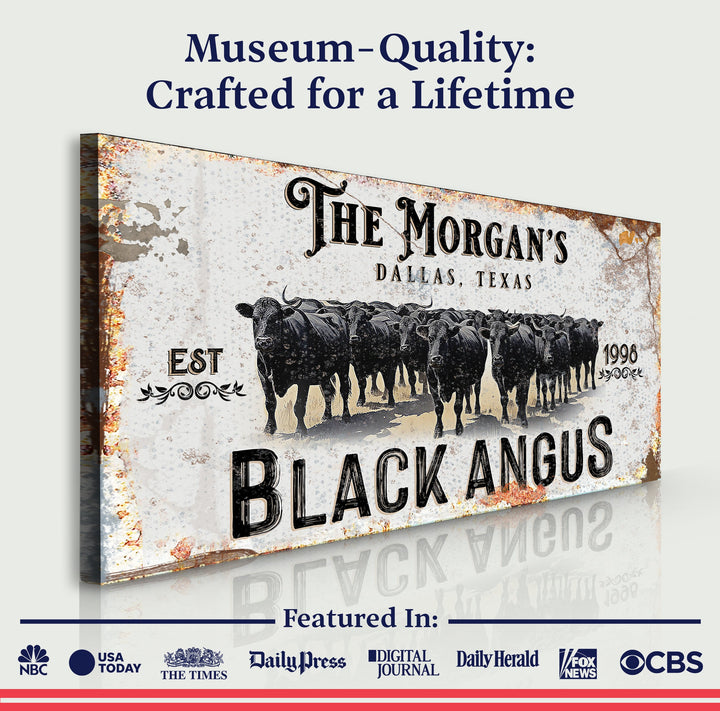 Personalized Black Angus Cattle Sign II