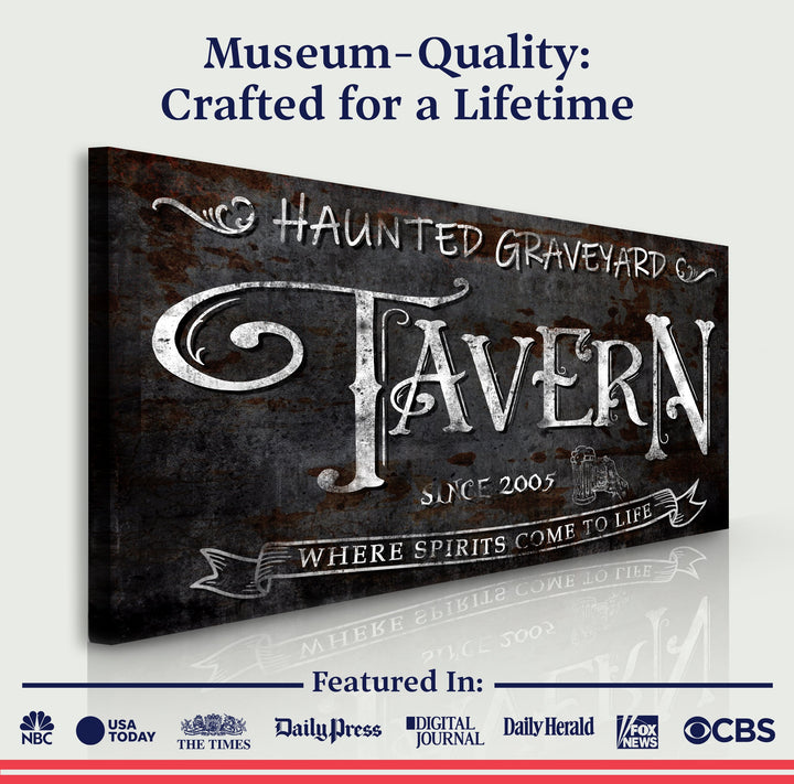 Haunted Graveyard Tavern Halloween Sign III