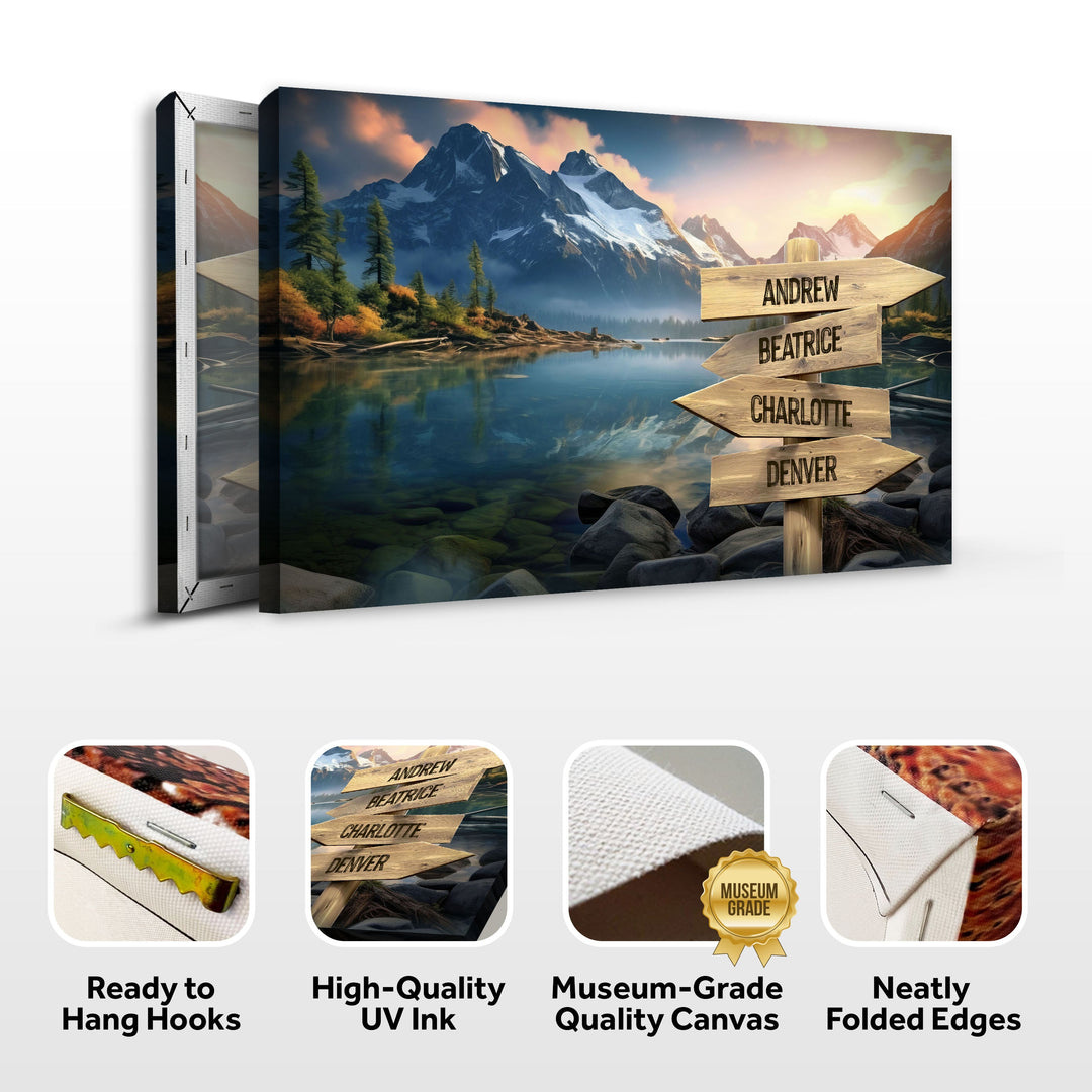 Mountain Sunrise Family Names Sign