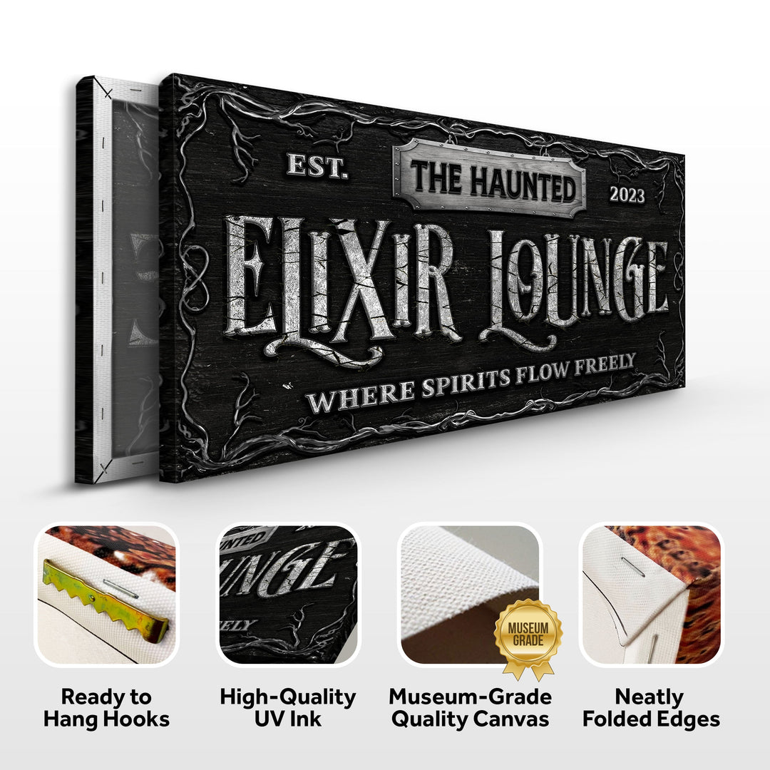 The Haunted Elixir Lounge Halloween Sign