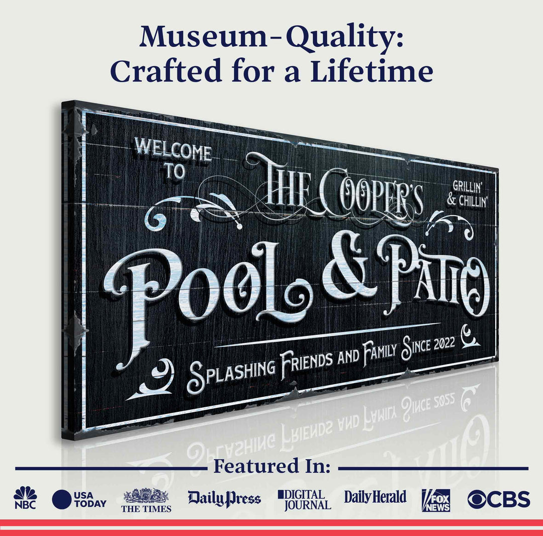 Personalized Pool Sign Black and White