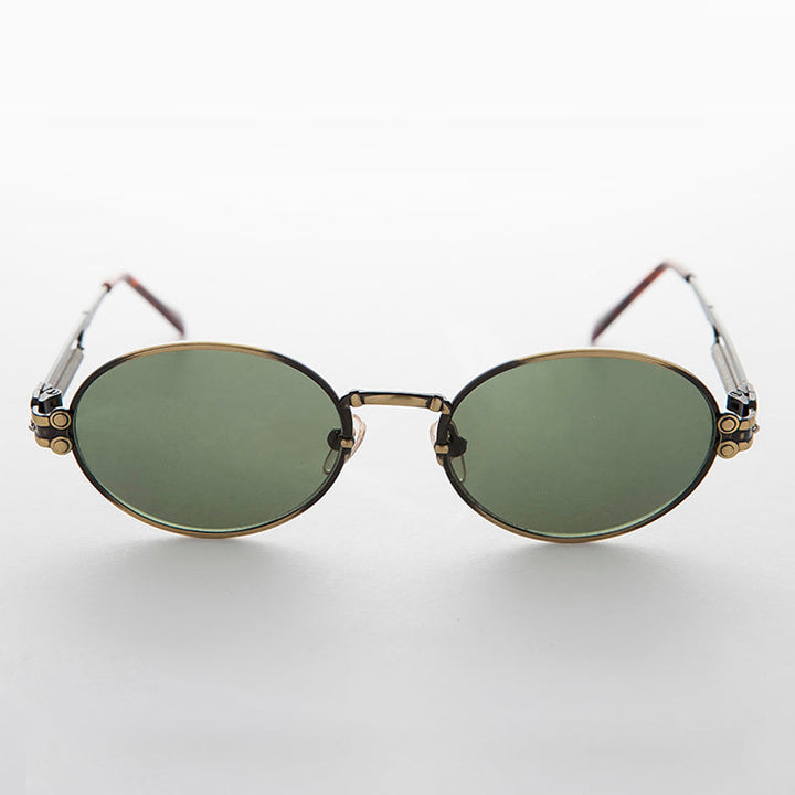 Spring Temple Oval Steampunk Vintage Sunglass - Jeter