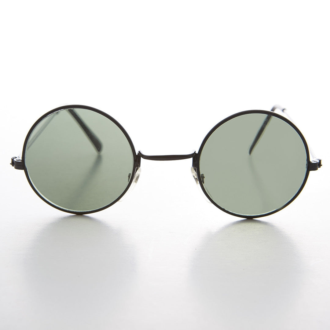 Round Hippie Vintage Sunglass with Glass Lens - Johnny