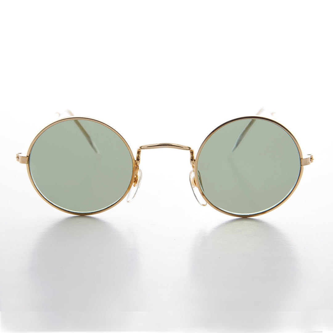 Round Hippie Vintage Sunglass with Glass Lens - Johnny