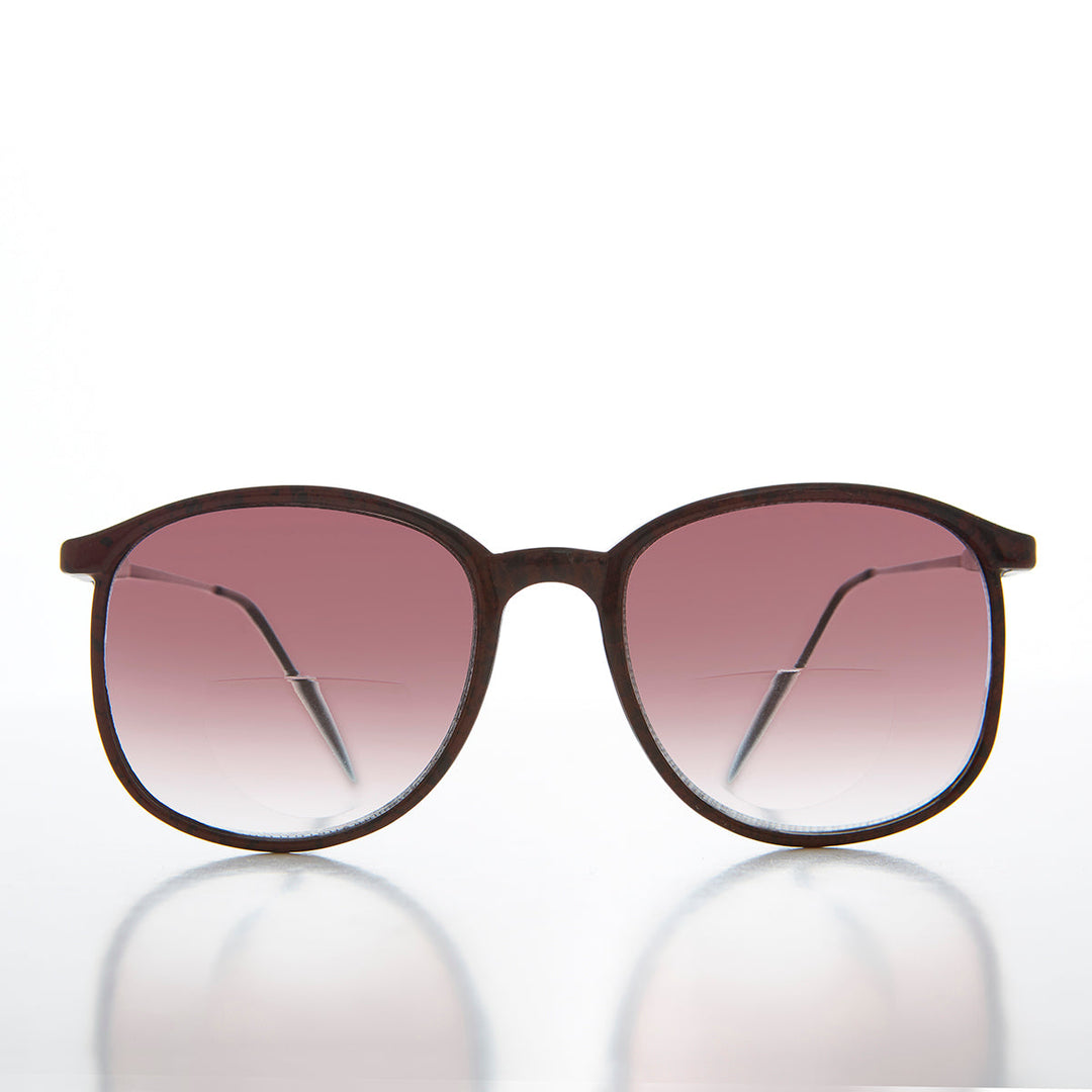 Round Retro Nerdy Bifocal Rose Lens Sunglass - Joss