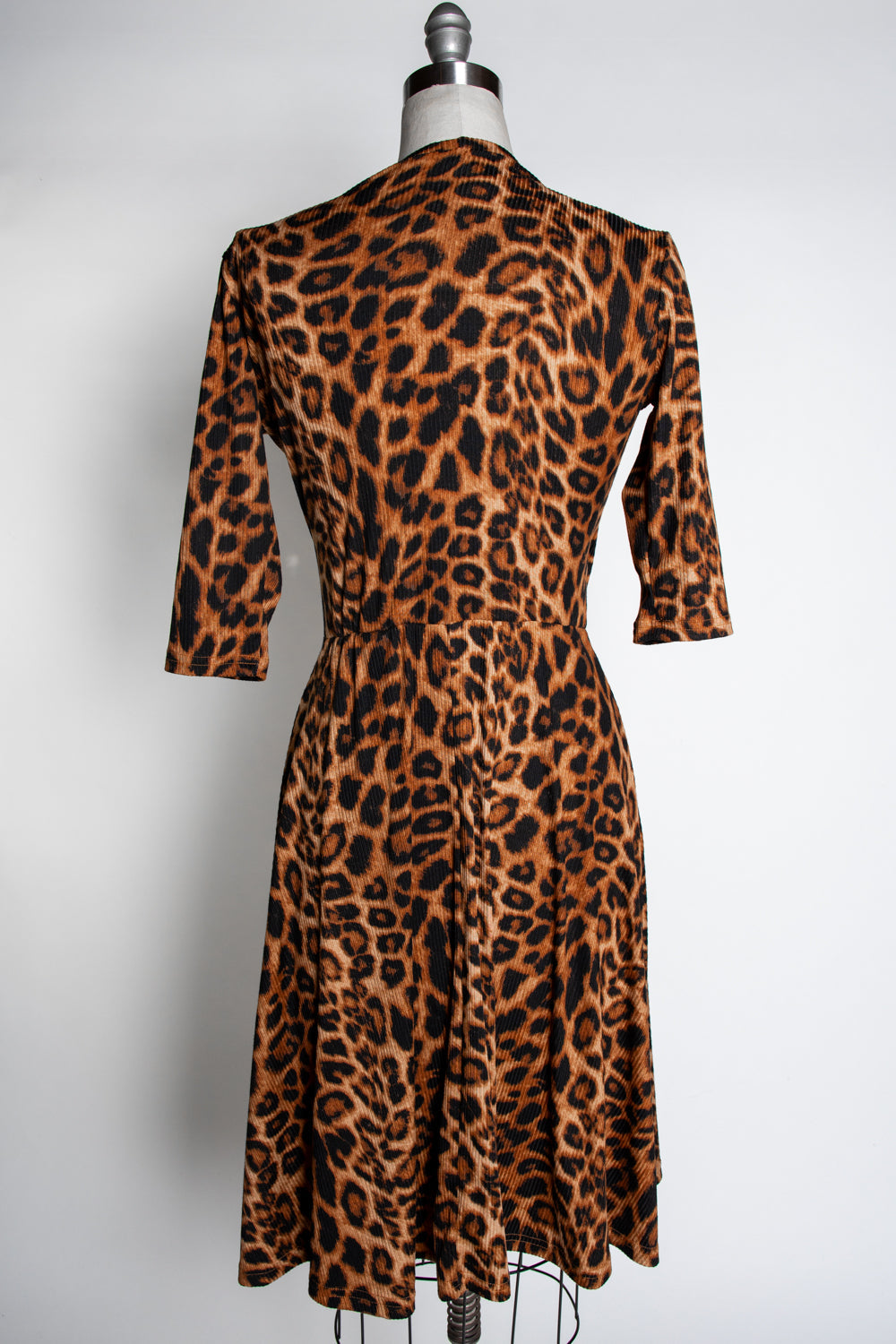 Joanie Knit Dress 3/4 Sleeve - Leopard Rib Knit