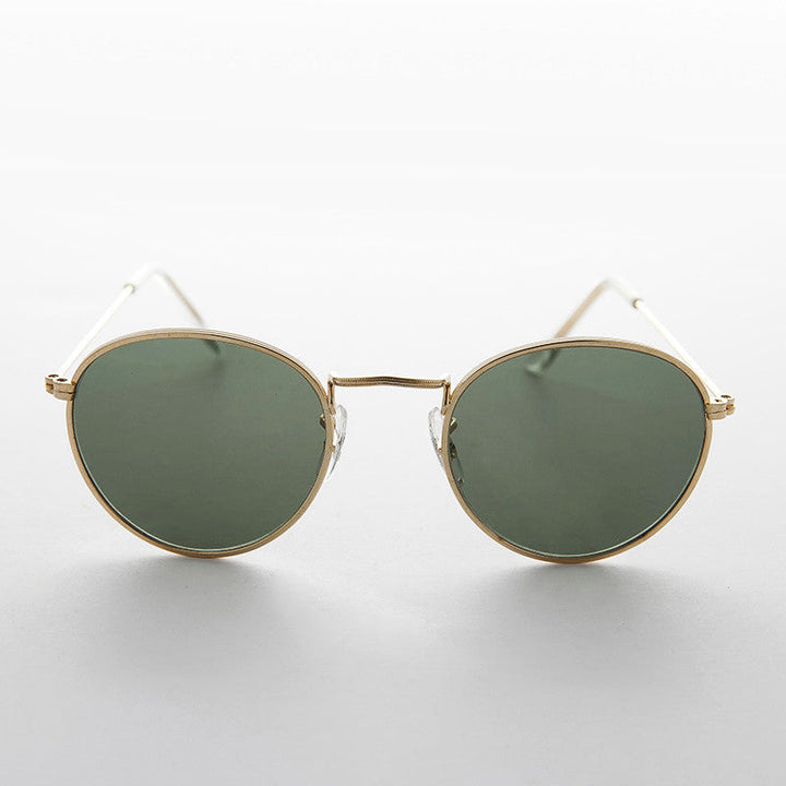 Round Metal Vintage Sunglass with Glass Lens - Julian