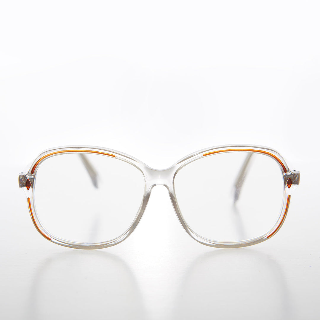 Clear Women's Retro Reading Glasses with Color Accents - Kara