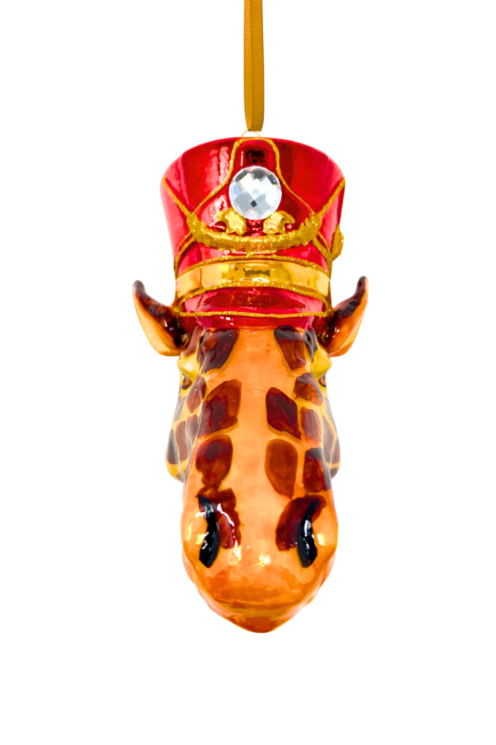 Royal Guard Giraffe Head Polish Glass Ornament