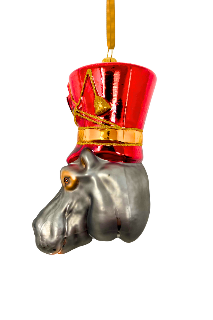 Royal Guard Hippo Head Polish Glass Ornament