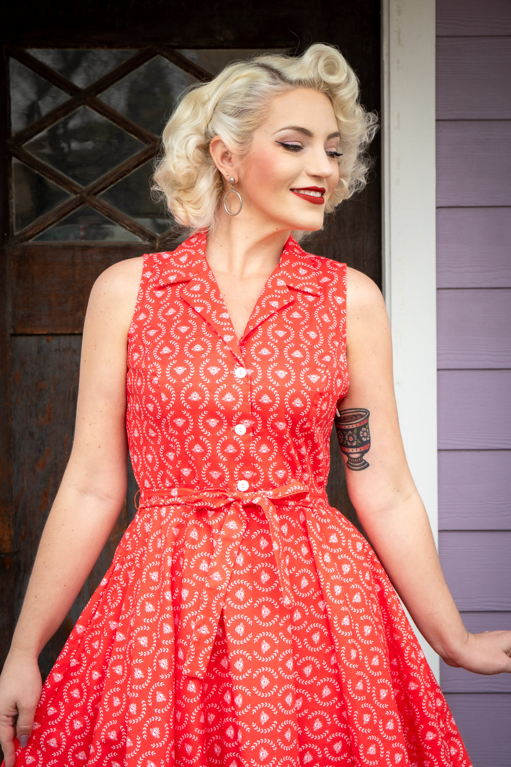 Staci Dress- Laurel & Bees, Cherry Red *sale