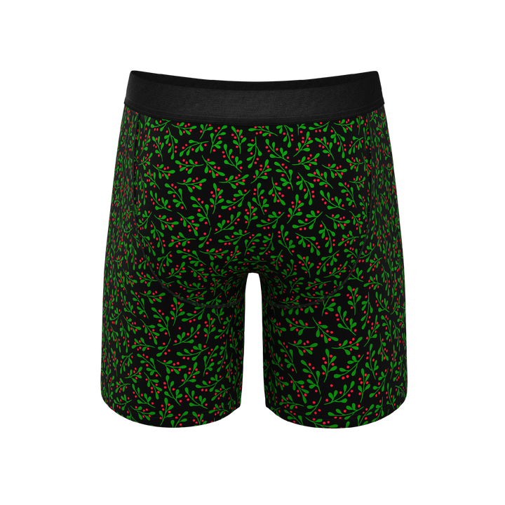 The Kiss Me There | Mistletoe Long Leg Ball Hammock® Pouch Boxers With Fly