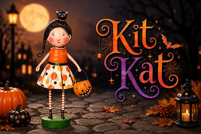 Kit Kat Halloween Figurine by Lori Mitchell