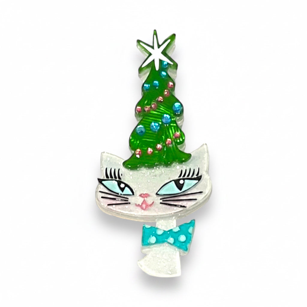 Kitty Christmas Hat Brooch by Miss Fluff x Lipstick & Chrome – acrylic