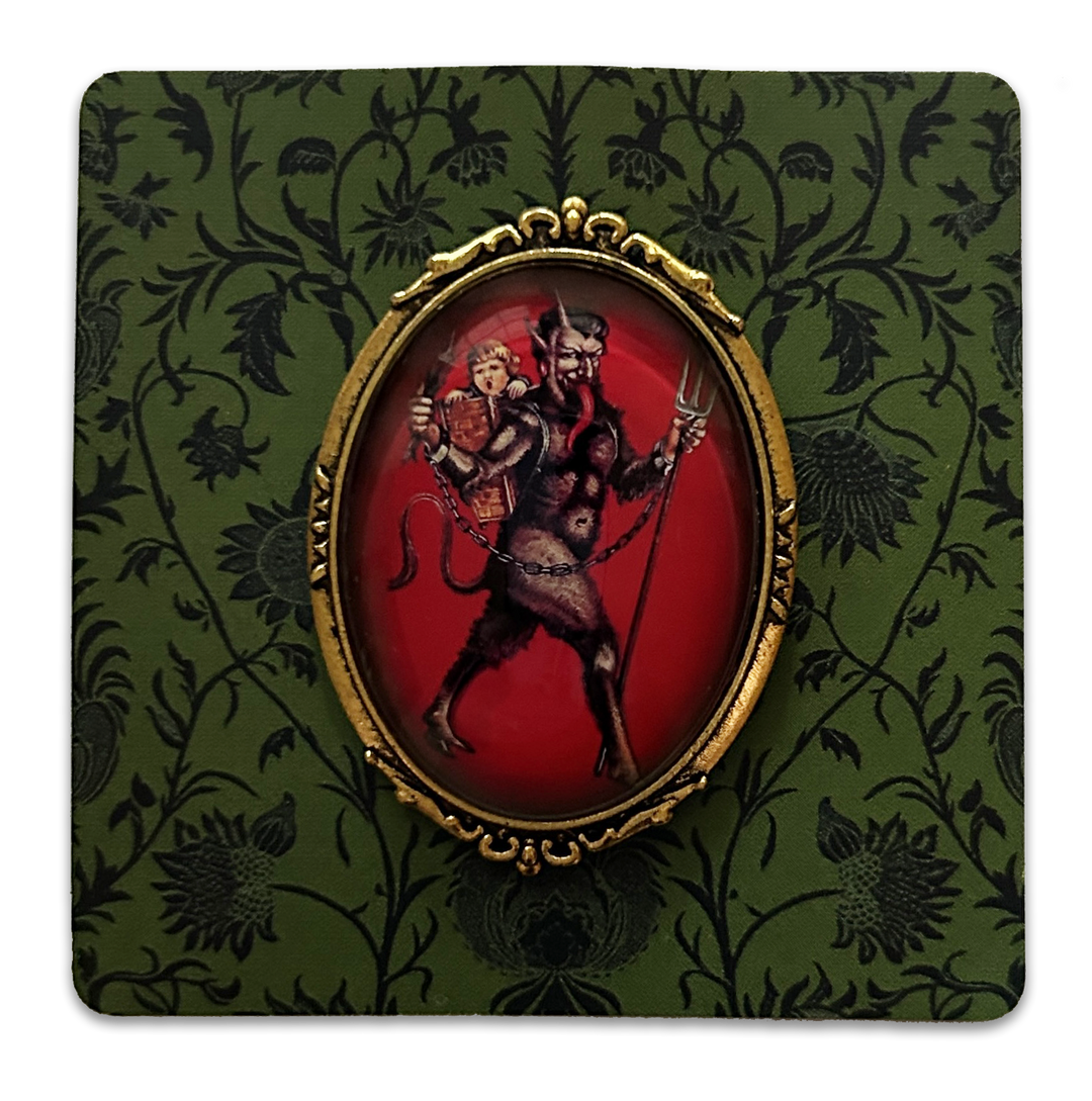 Vintage Cameo Style Krampus Brooch