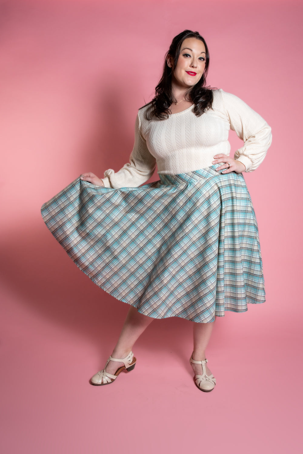 Circle Skirt - Ice Blue Plaid *sale