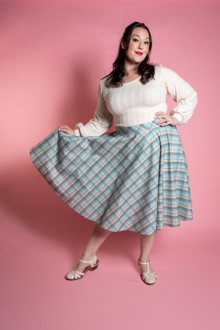 Circle Skirt - Ice Blue Plaid *sale