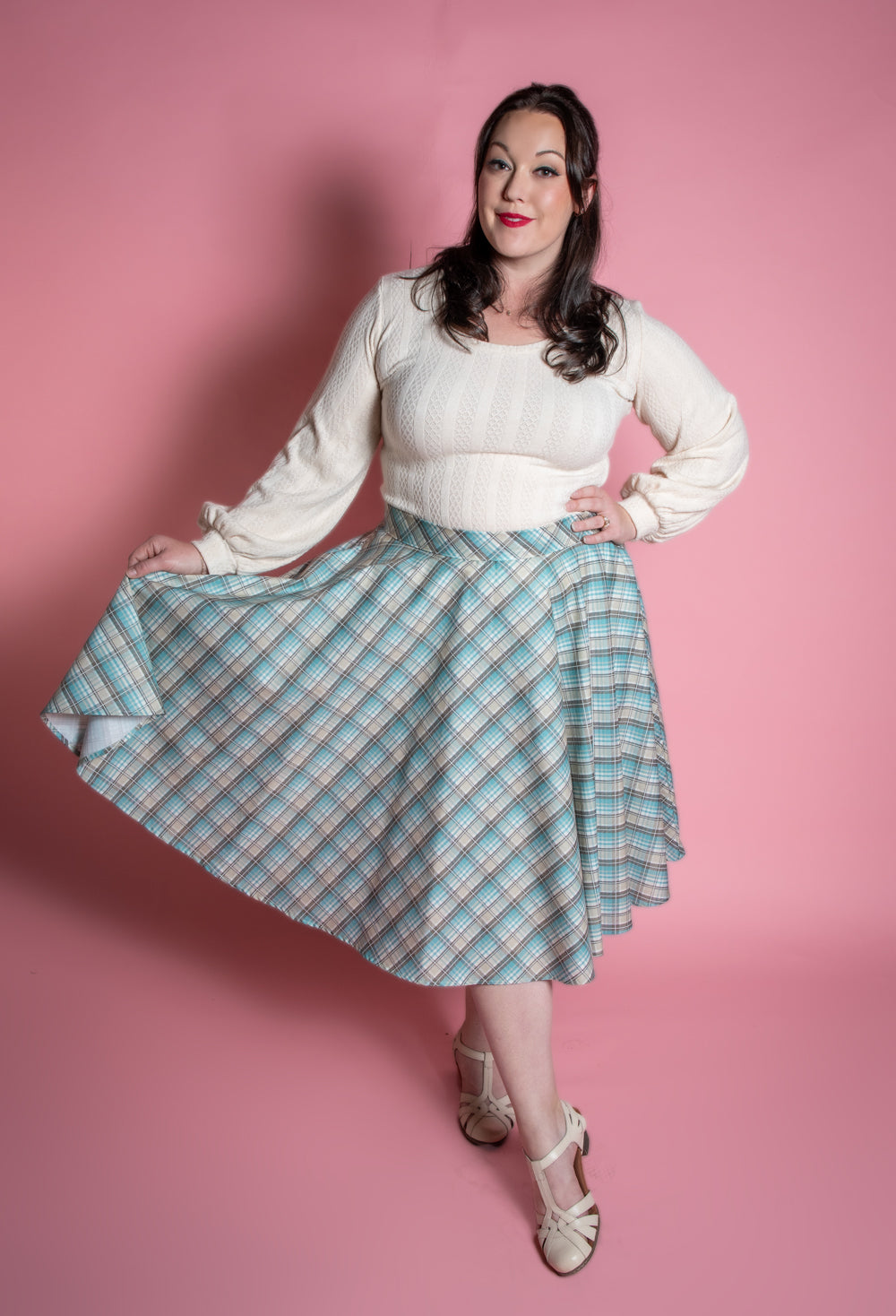 Circle Skirt - Ice Blue Plaid *sale