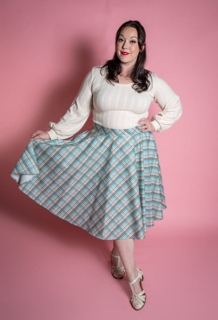 Circle Skirt - Ice Blue Plaid *sale