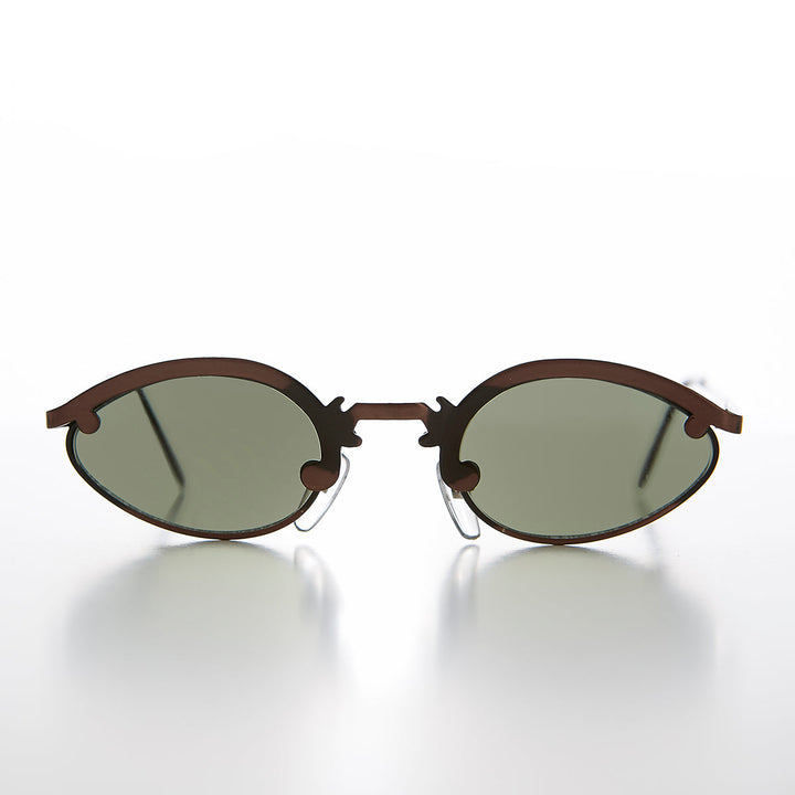 Unique Oval Metal Vintage 90s Sunglass - Lotus