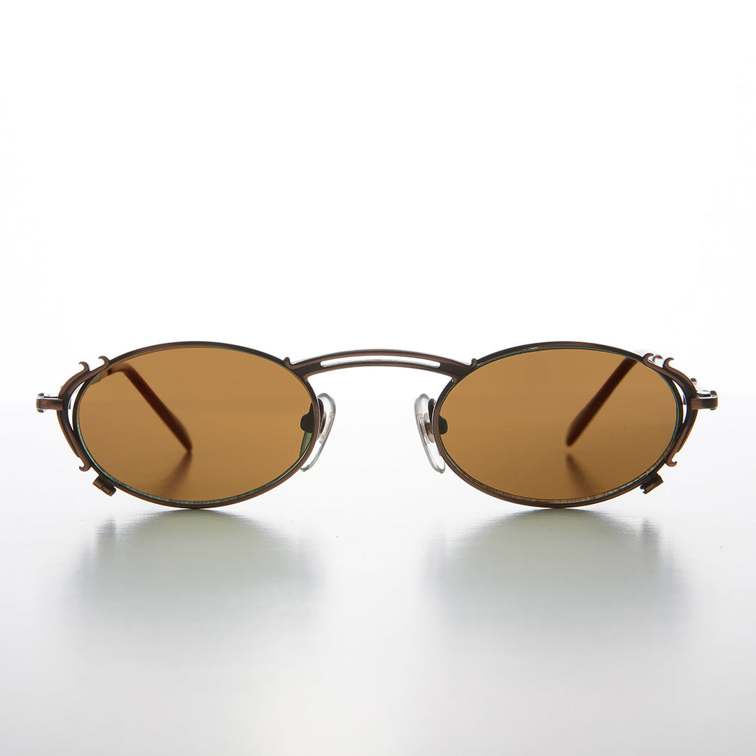 Tiny Oval Intricate Spectacles Vintage Sunglass - Lowell