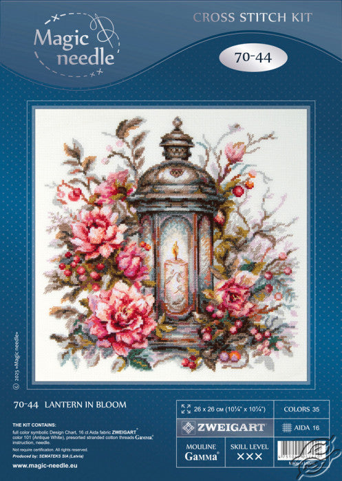 Lantern in Bloom Counted Cross Stitch Kit by Magic Needle 70-44