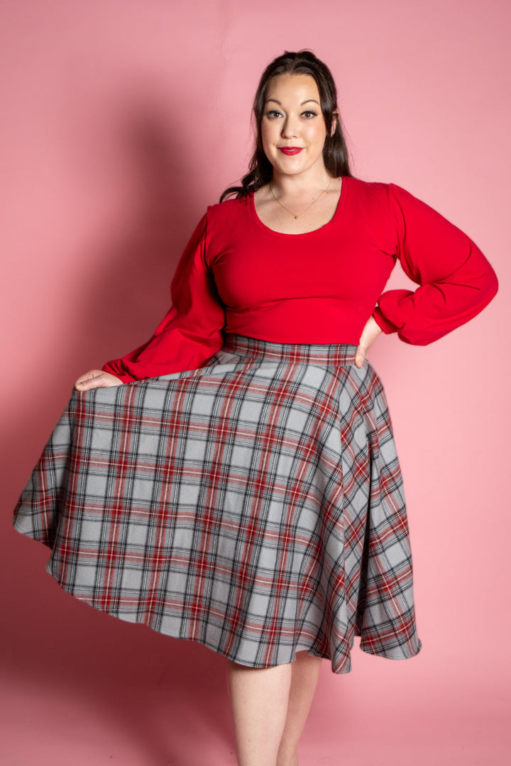 Haute Circle Skirt - Flannel, Grey Plaid
