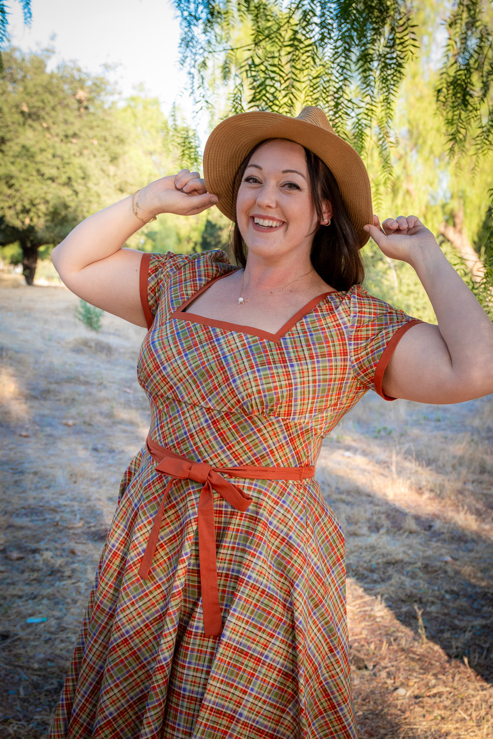 Simone Dress- Rusty Plaid