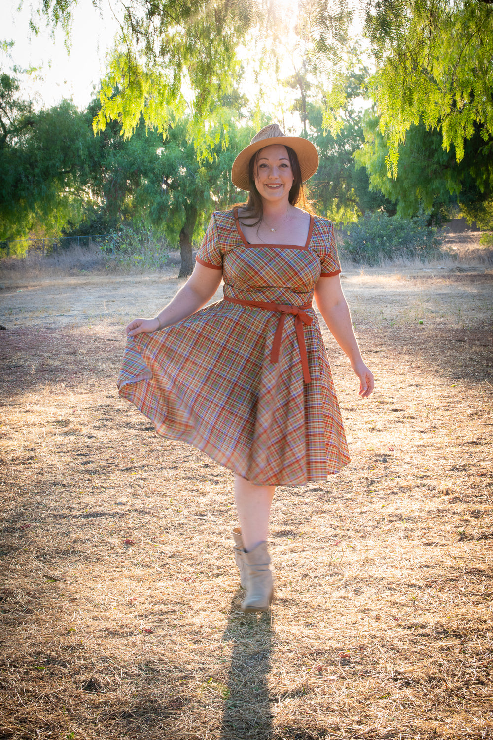 Simone Dress- Rusty Plaid