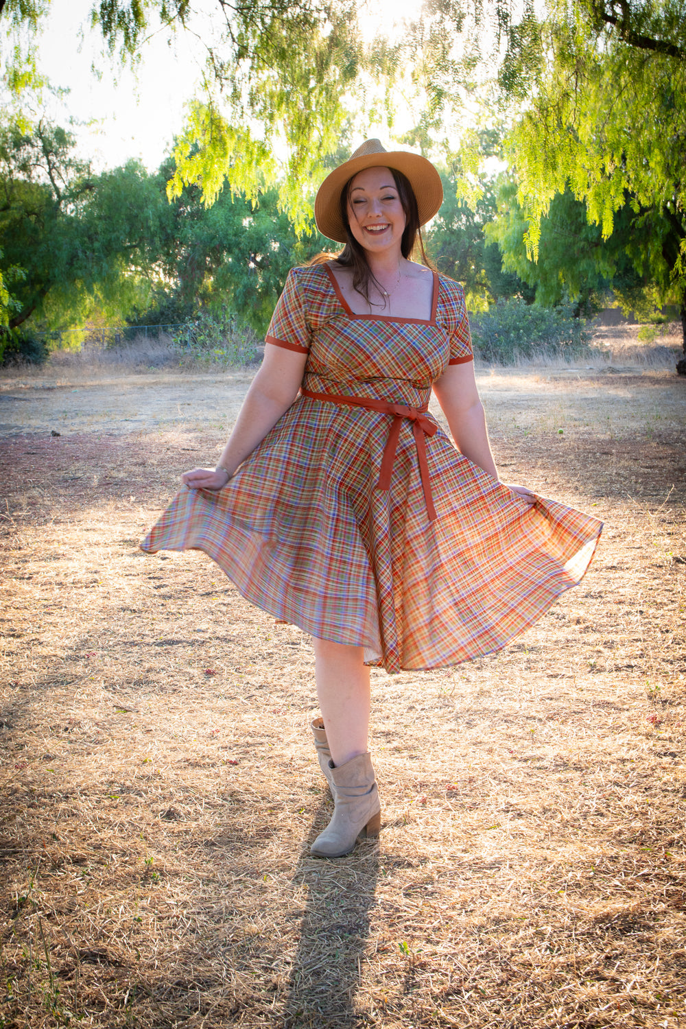 Simone Dress- Rusty Plaid