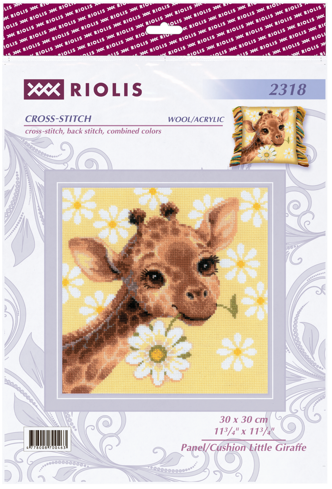 Panel/Cushion Little Giraffe Counted Cross Stitch Kit by Riolis R2318