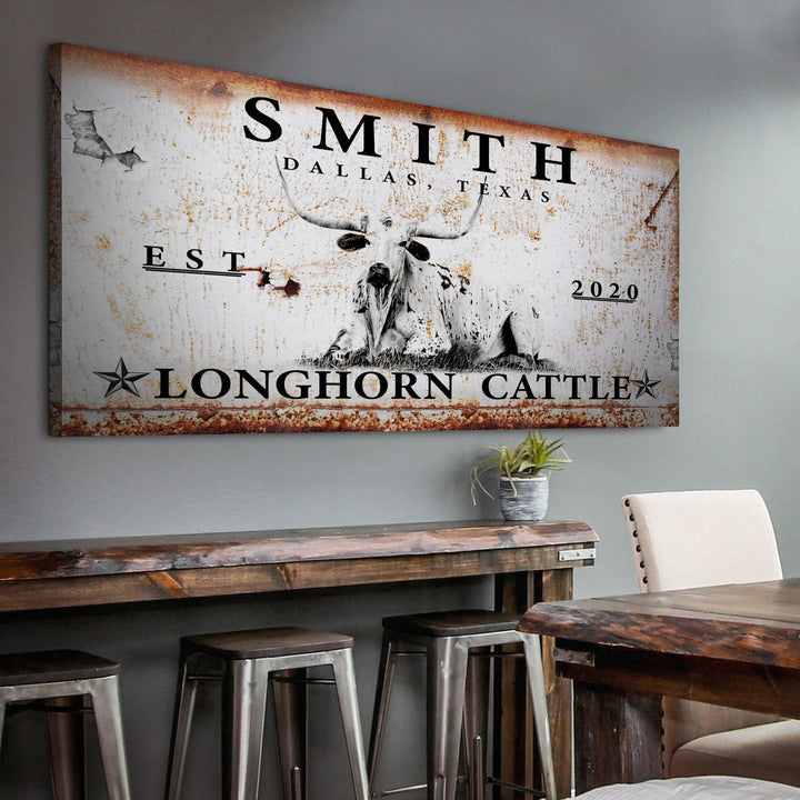 Longhorn Rustic Cattle Sign