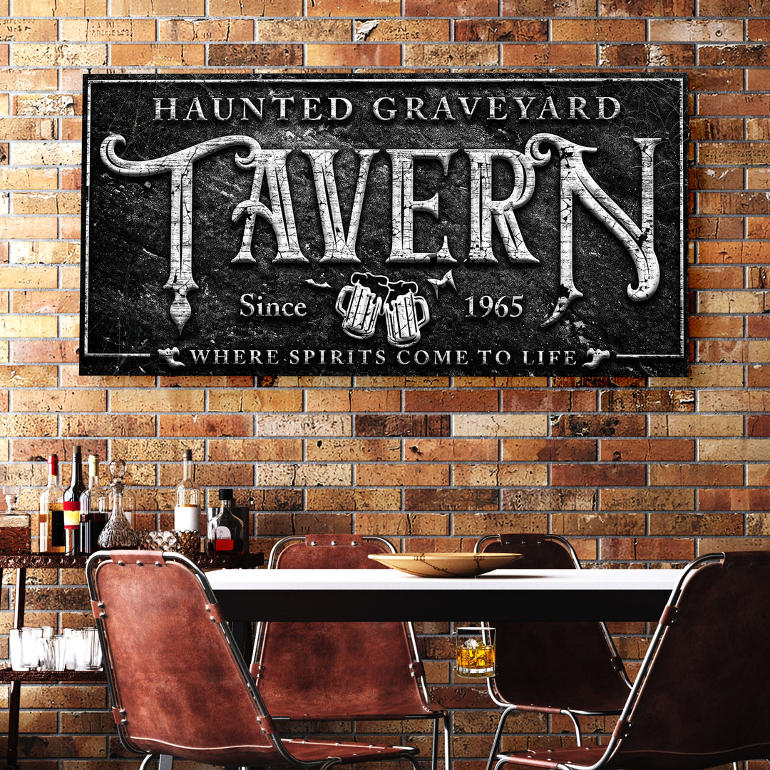 Haunted Graveyard Tavern Halloween Sign II