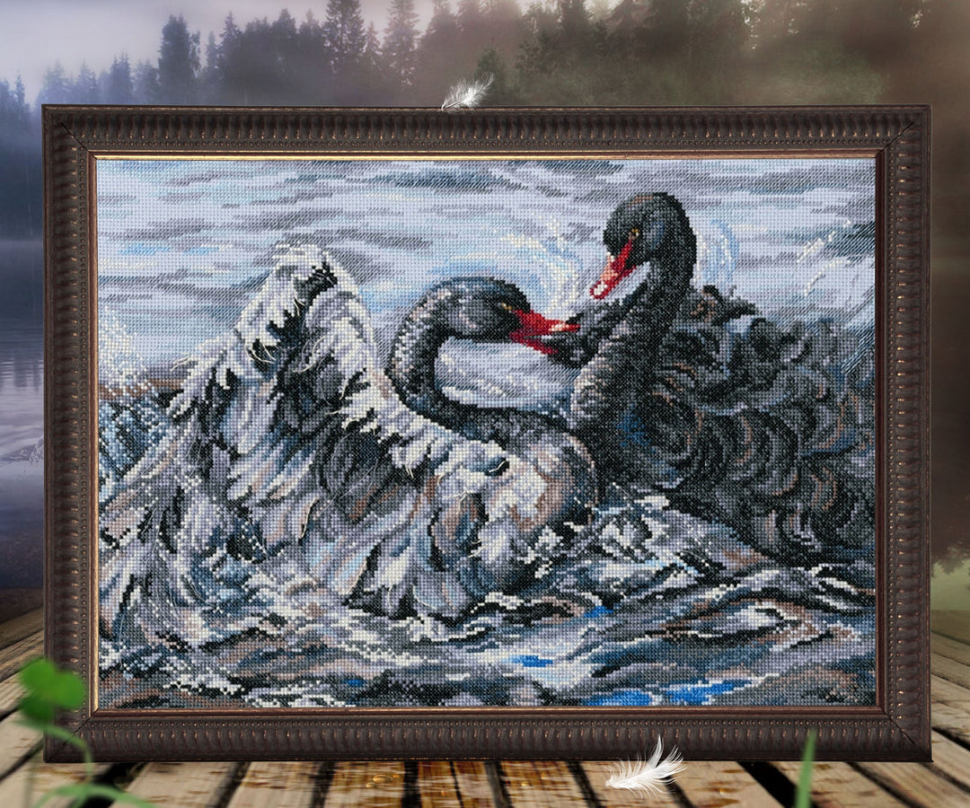 Two black swans M557 Counted Cross Stitch Kit