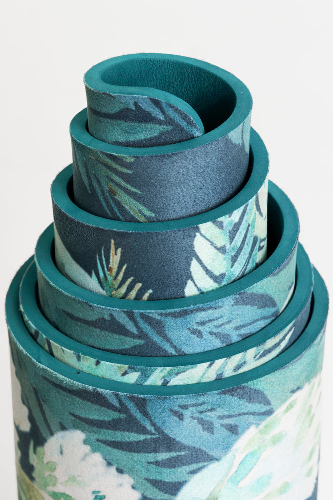 Vegan Suede Yoga Mat - Flourishing Foliage