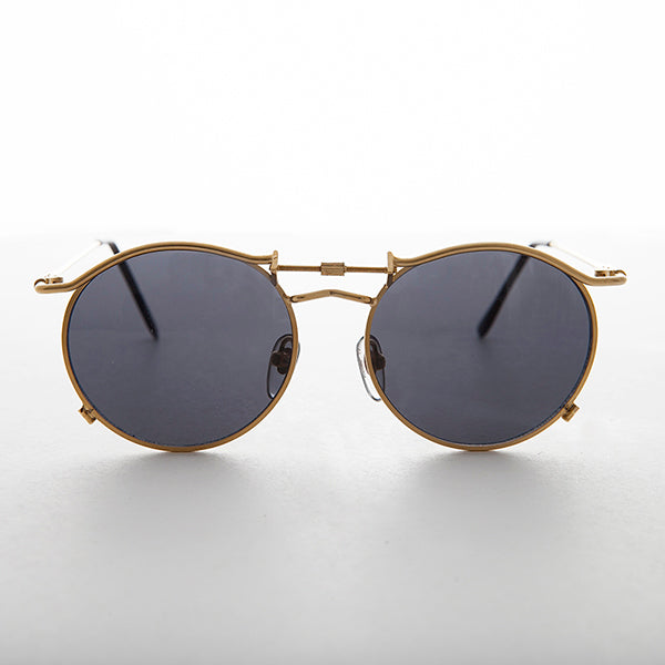 Round 90s Goth Vintage Sunglass - Mackaveli