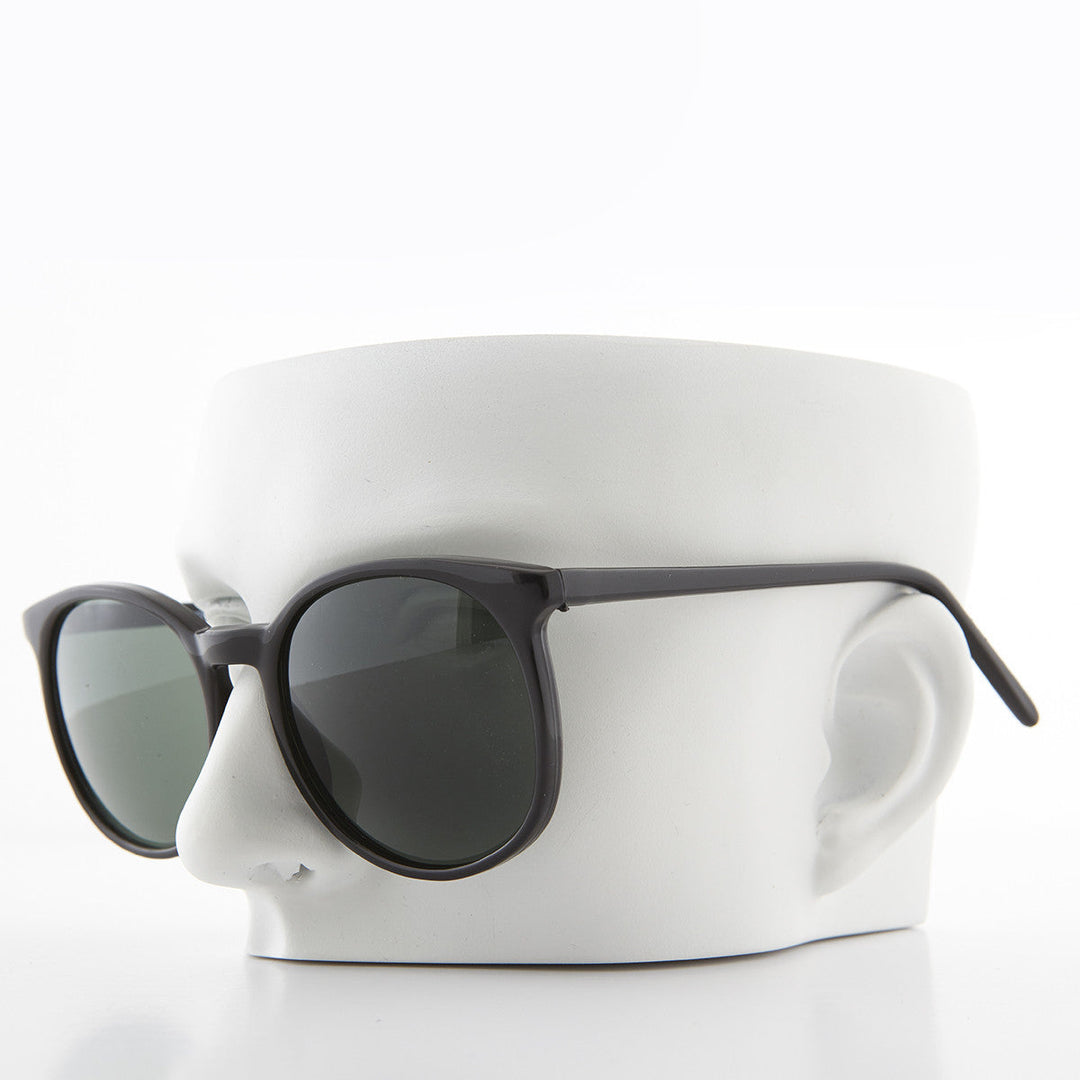 Oversized Black Round Schoolboy Vintage Sunglass - Margo