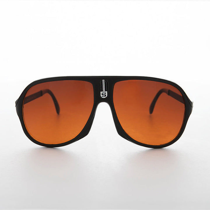 Very 80s Aviator Sunglass with Amber Lens - Martin