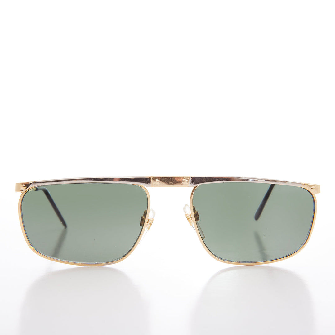 Gold and Silver Flat Top Rectangle Sunglasses - Medford
