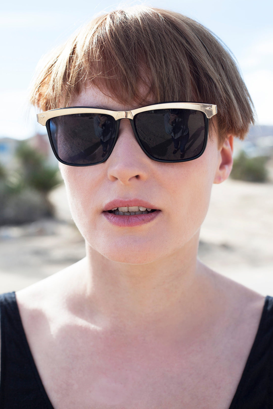 Gold Brow Line Vintage Sunglasses - Spinderella