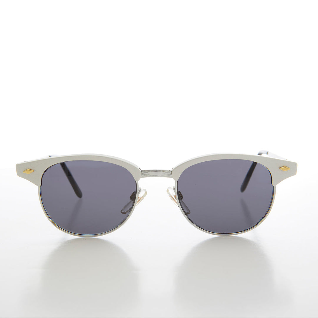 Sleek Silver Half Frame Vintage Sunglass - Minsky