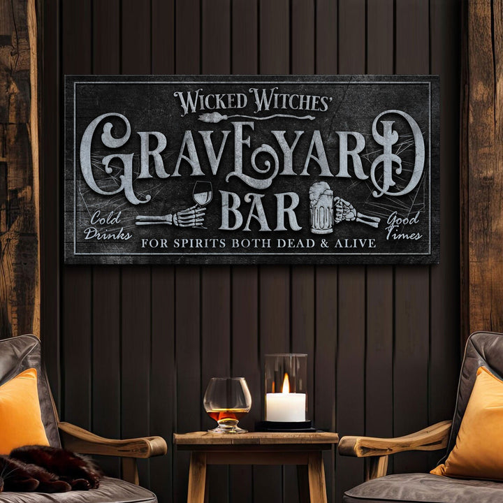 Wicked Witches' Graveyard Bar Halloween Sign II