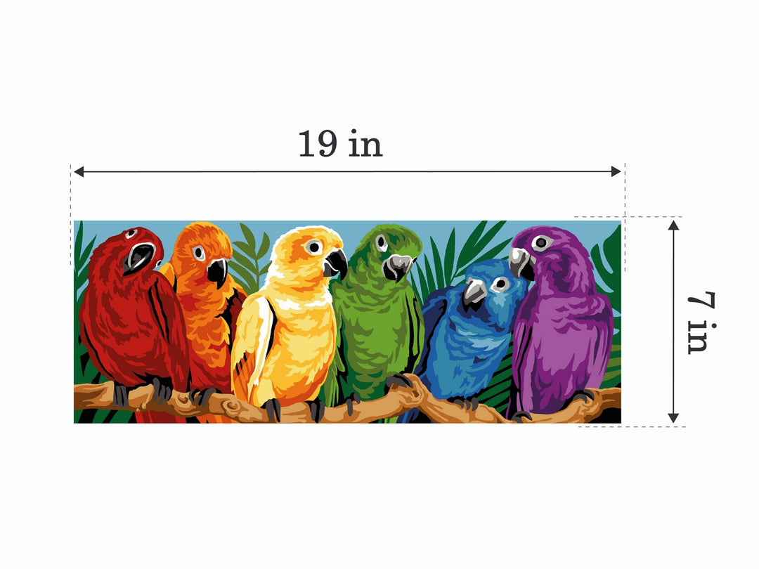 Needlepoint canvas for halfstitch without yarn Rainbow of Feathers MRCU62282 Margot de Paris Printed Tapestry Canvas