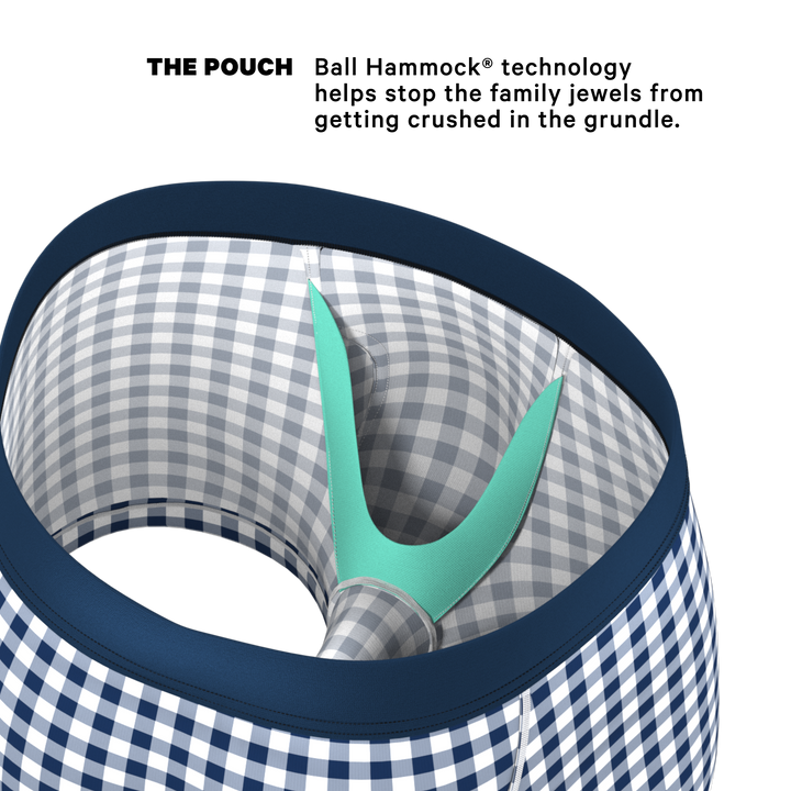 The Mad For Plaid | Navy Gingham Ball Hammock® Pouch Trunks Underwear
